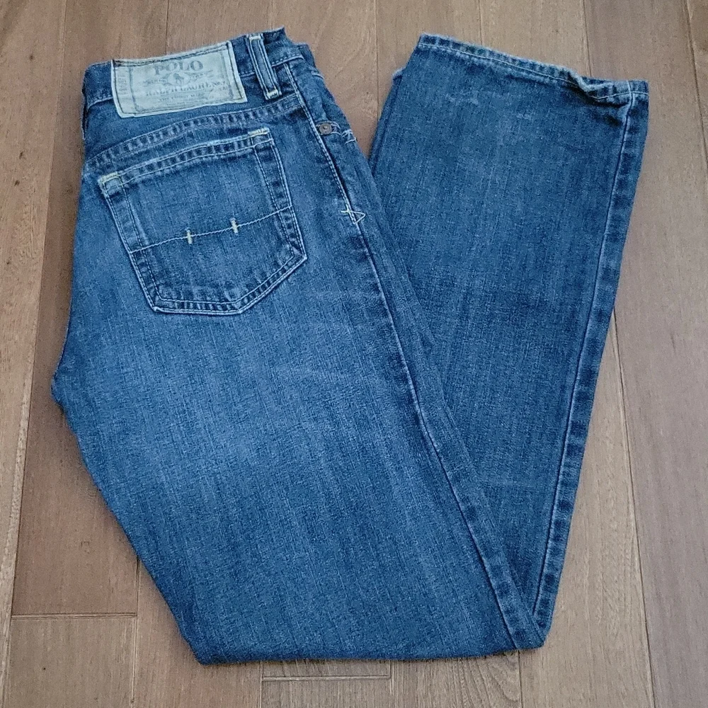 Polo Ralph Lauren Boys Straight Leg Jeans Blue Denim Multi Pony Embroidered 14